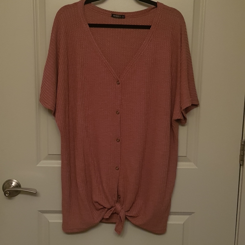 NWOT Mauve Miholl Short Sleeve Dolman Henley